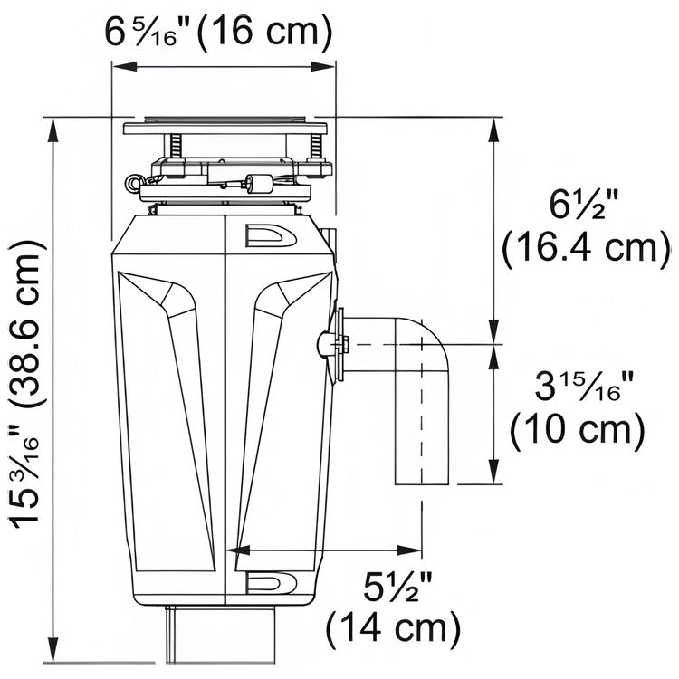 Garbage Disposal Elite Slimline 1 Horsepower Continuous Feed 2750 Revolutions per Minute 120 Volt - Image 2