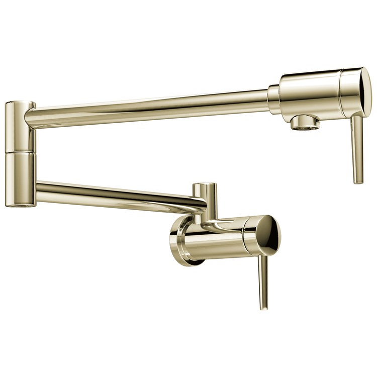 Pot Filler Contemporary 2 Lever ADA Brilliance Polished Nickel 1 Hole Wall 4.0 Gallons per Minute