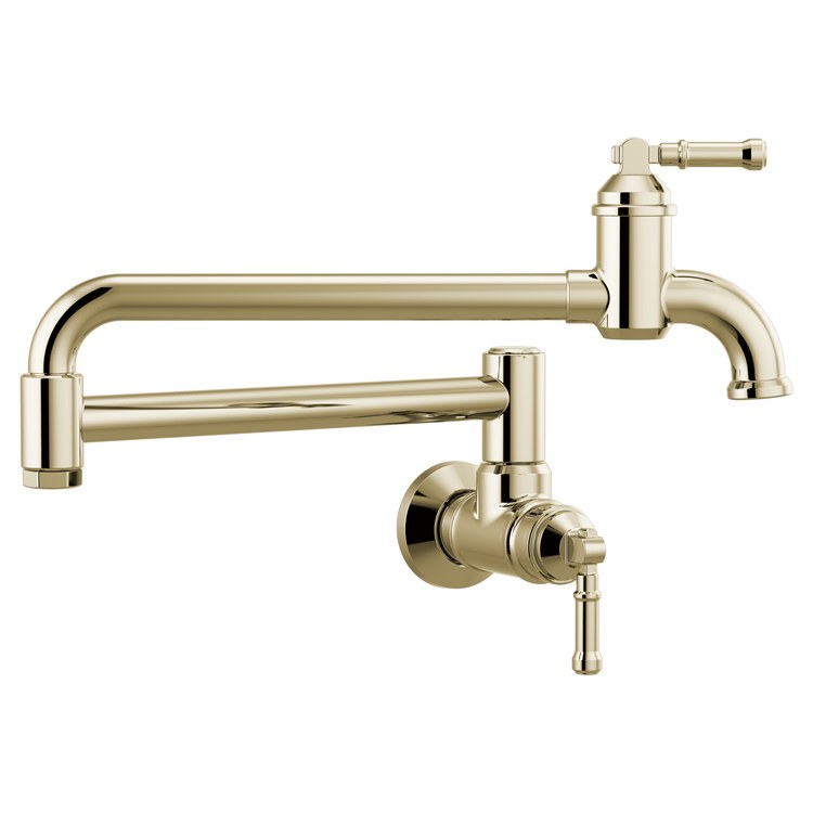 Pot Filler Broderick Cold Water 2 Lever ADA Brilliance Polished Nickel 1 Hole Wall 4.0 Gallons per Minute