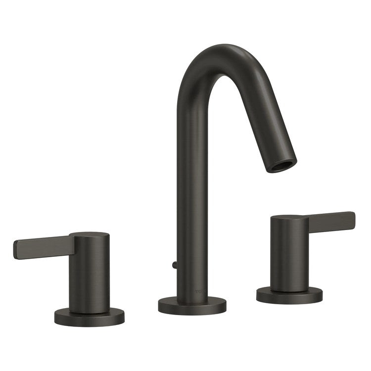 Lavatory Faucet GF Widespread 8 Inch Spread 2 Lever ADA WaterSense/CALGreen/cUPC Matte Black 1.2 Gallons per Minute Deck Metal Pop-Up 3 Hole - Image 1