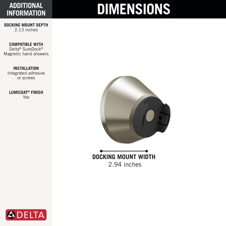 Handshower Mount SureDock Lumicoat Stainless 3 Inch - Image 3