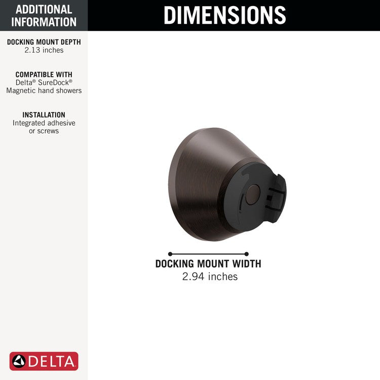 Handshower Mount SureDock Venetian Bronze 3 Inch - Image 3