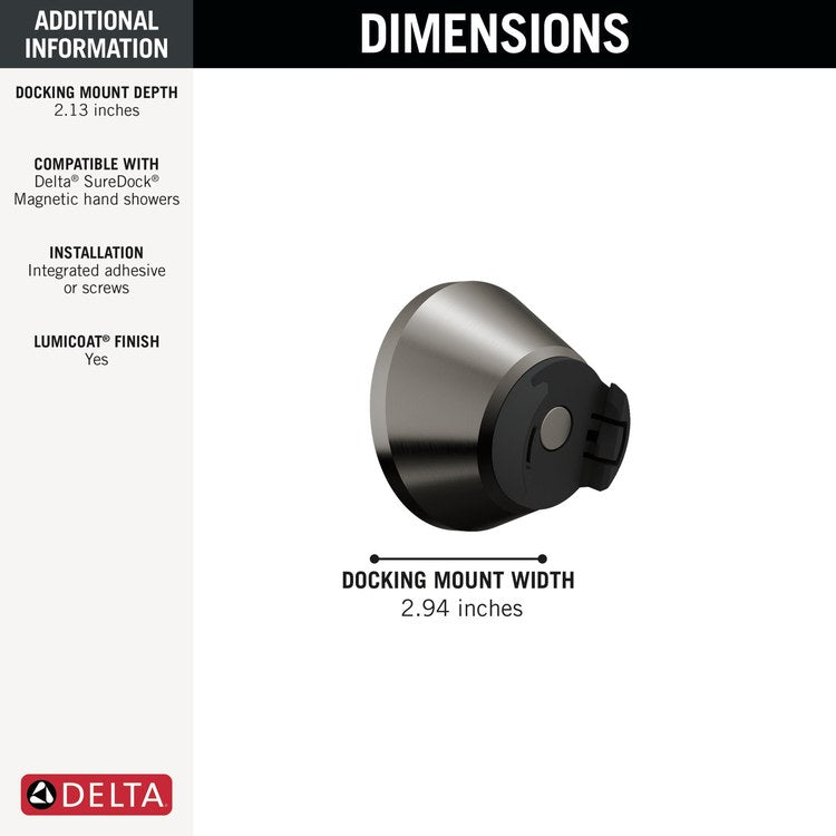 Handshower Mount SureDock Lumicoat Black Stainless 3 Inch - Image 3