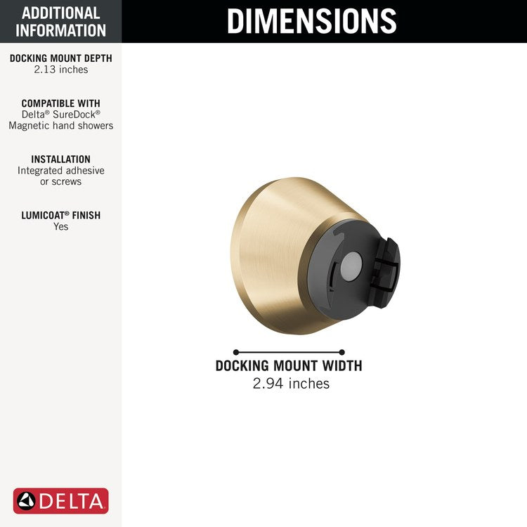 Handshower Mount SureDock Lumicoat Champagne Bronze 3 Inch - Image 3
