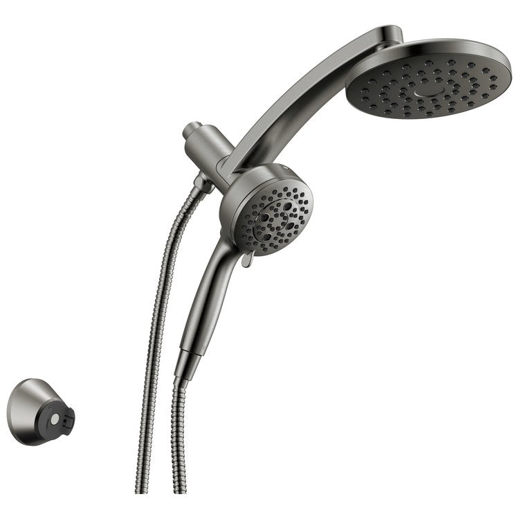 Handshower/Showerhead Combination Pivot Pro 3-In-1 Raincan Lumicoat Black Stainless WaterSense 7 Function 7 Inch Round 1.75 Gallons per Minute