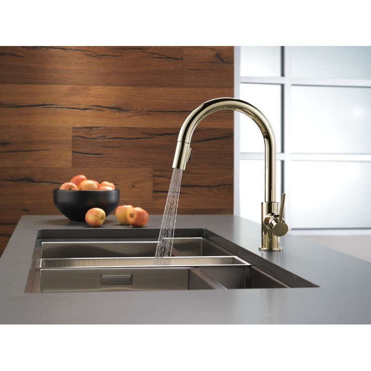 Kitchen Faucet Trinsic 1 Lever ADA Brilliance Polished Nickel Pull Down Gooseneck 140 DEG Swivel 1/3 Hole Deck Diamond Seal Technology MagnaTite 1.8 Gallons per Minute - Image 3