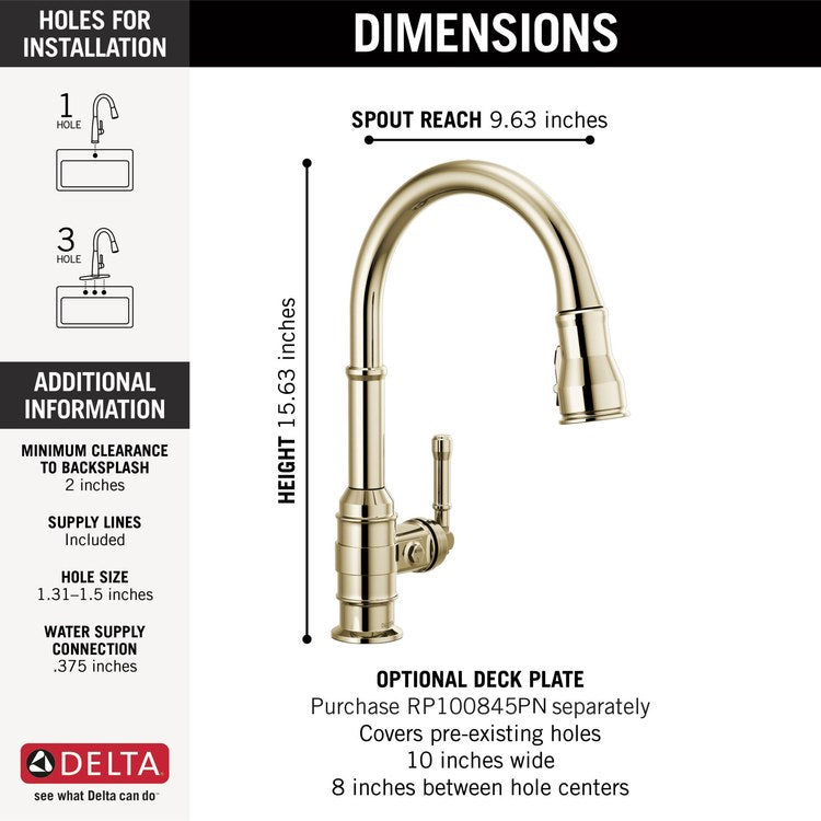 Kitchen Faucet Broderick 1 Lever ADA Brilliance Polished Nickel Pull Down 3 Function High Arc 360 DEG Swivel 1/3 Hole ShieldSpray/MagnaTite 1.8 Gallons per Minute - Image 2