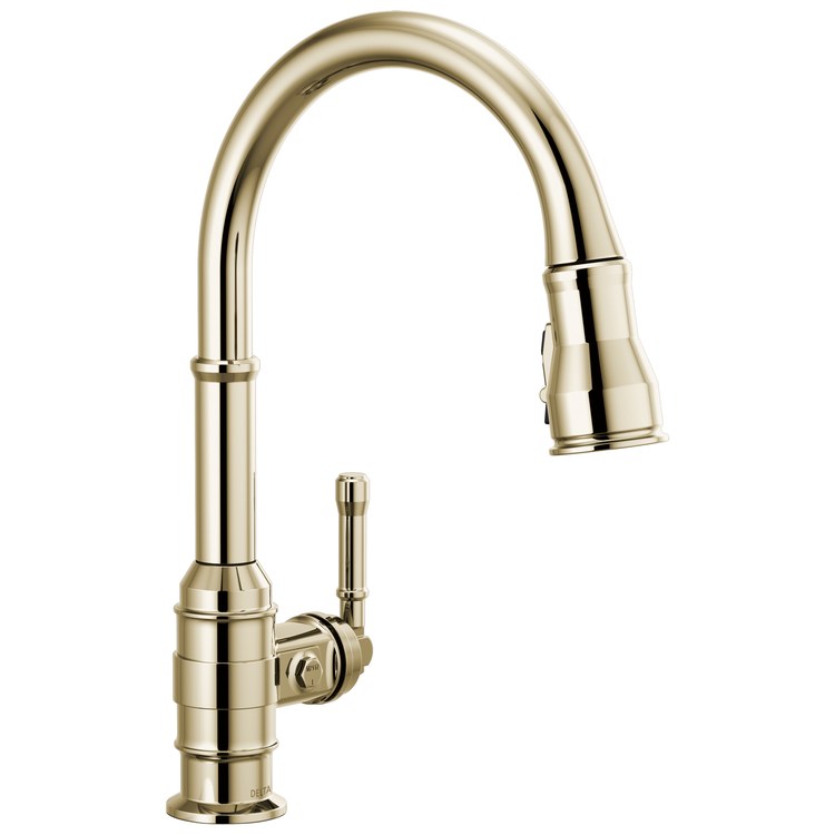 Kitchen Faucet Broderick 1 Lever ADA Brilliance Polished Nickel Pull Down 3 Function High Arc 360 DEG Swivel 1/3 Hole ShieldSpray/MagnaTite 1.8 Gallons per Minute - Image 1