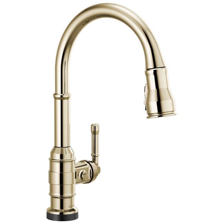 Kitchen Faucet Broderick Touchless 1 Lever ADA Brilliance Polished Nickel 3 Function Pull Down Gooseneck 360 DEG Swivel 1/3 Hole Deck MagnaTite/VoiceIQ/TempSense/ShieldSpray 1.8 Gallons per Minute - Image 1