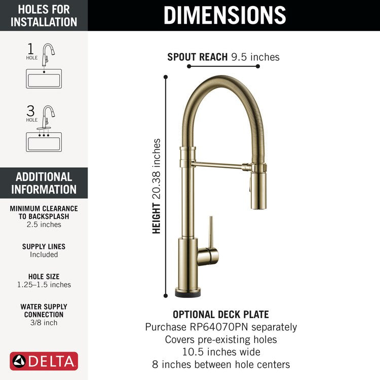 Kitchen Faucet Trinsic Touchless 1 Lever ADA Brilliance Polished Nickel Pull Down 2 Function Gooseneck 360 DEG Swivel 1 Hole Deck Touch2O/Diamond Seal 1.8 Gallons per Minute - Image 2