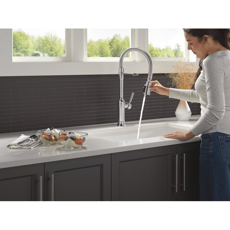 Kitchen Faucet Renaldi 1 Lever ADA Lumicoat Arctic Stainless Pull Down 3 Function Gooseneck 360 DEG Swivel 1/3 Hole MagnaTite/ProClean 1.8 Gallons per Minute - Image 3