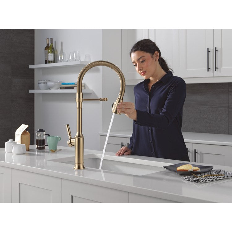Kitchen Faucet Renaldi 1 Lever ADA Lumicoat Champagne Bronze Pull Down 3 Function Gooseneck 360 DEG Swivel 1/3 Hole MagnaTite/ProClean 1.8 Gallons per Minute - Image 3
