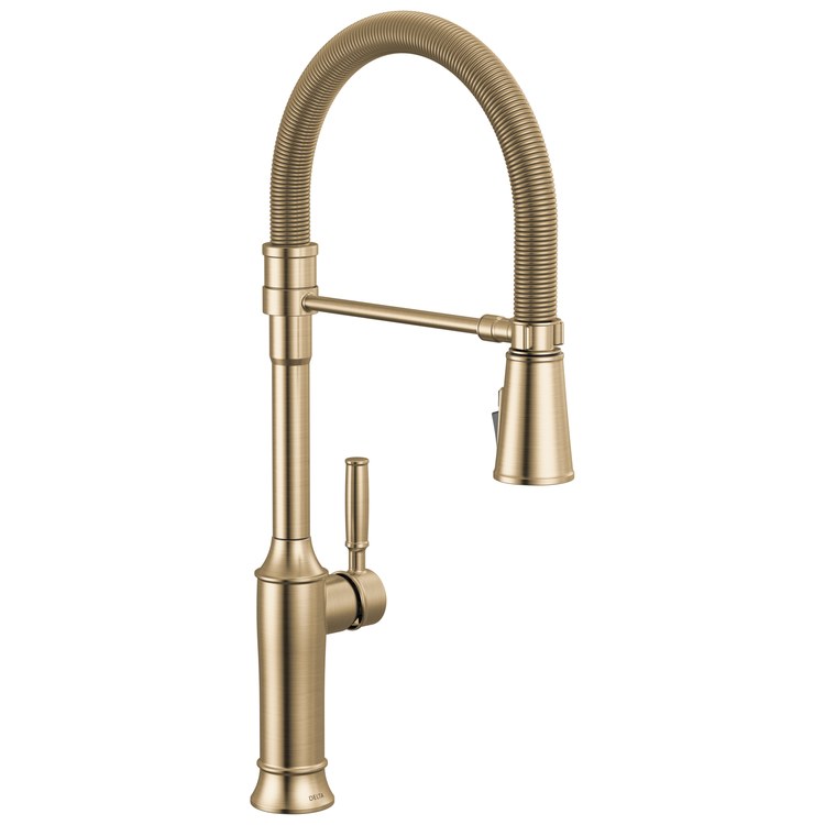 Kitchen Faucet Renaldi 1 Lever ADA Lumicoat Champagne Bronze Pull Down 3 Function Gooseneck 360 DEG Swivel 1/3 Hole MagnaTite/ProClean 1.8 Gallons per Minute - Image 1
