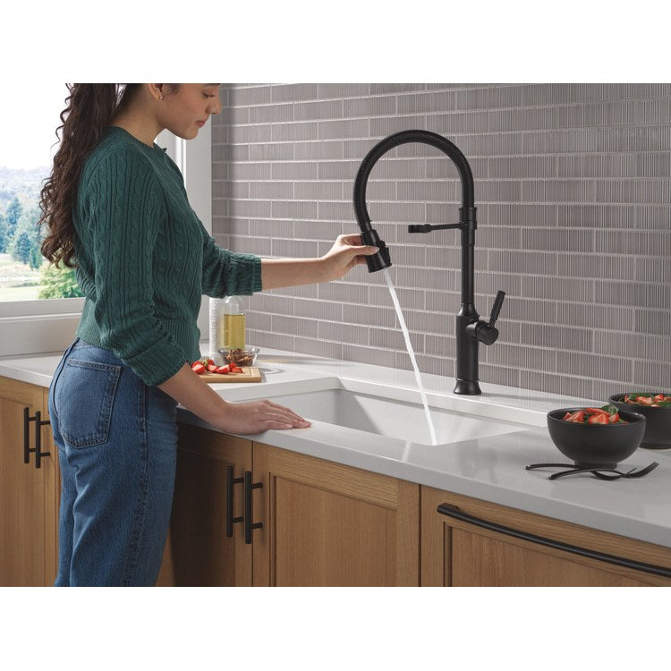 Kitchen Faucet Renaldi 1 Lever ADA Matte Black Pull Down 3 Function Gooseneck 360 DEG Swivel 1/3 Hole MagnaTite/ProClean 1.8 Gallons per Minute - Image 3