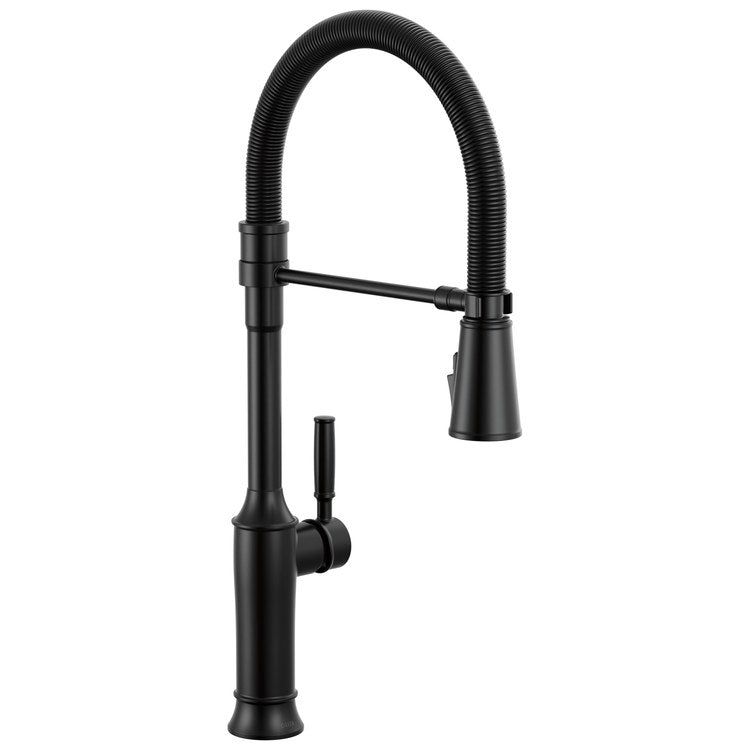 Kitchen Faucet Renaldi 1 Lever ADA Matte Black Pull Down 3 Function Gooseneck 360 DEG Swivel 1/3 Hole MagnaTite/ProClean 1.8 Gallons per Minute - Image 1