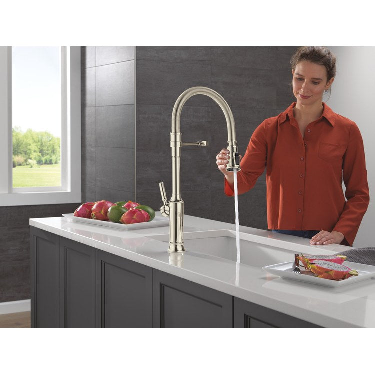 Kitchen Faucet Renaldi 1 Lever ADA Lumicoat Polished Nickel Pull Down 3 Function Gooseneck 360 DEG Swivel 1/3 Hole MagnaTite/ProClean 1.8 Gallons per Minute - Image 3