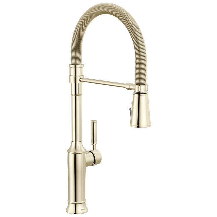 Kitchen Faucet Renaldi 1 Lever ADA Lumicoat Polished Nickel Pull Down 3 Function Gooseneck 360 DEG Swivel 1/3 Hole MagnaTite/ProClean 1.8 Gallons per Minute - Image 1