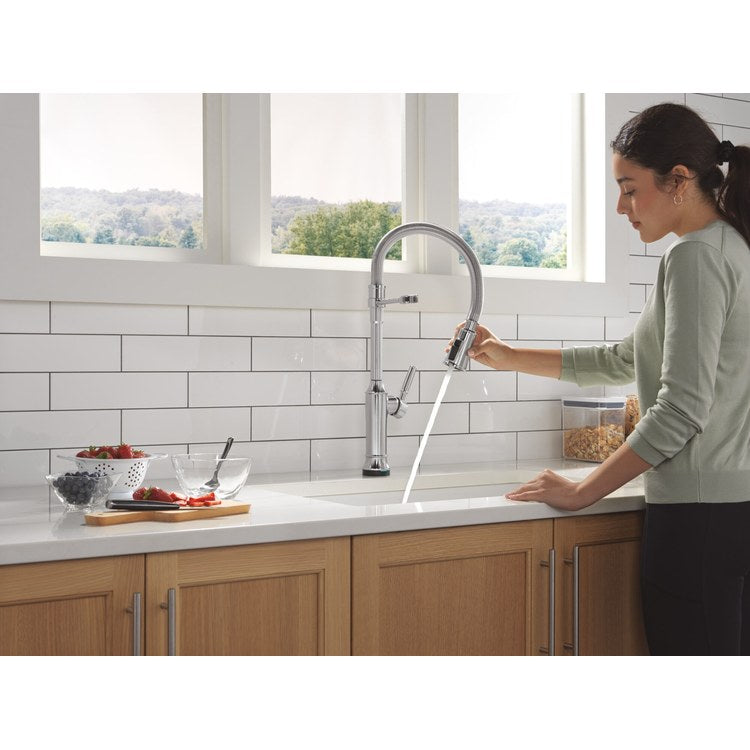 Kitchen Faucet Renaldi Touchless 1 Lever ADA Lumicoat Arctic Stainless Pull Down 3 Function Gooseneck 360 DEG Swivel 1/3 Hole Touch2O/ProClean/MagnaTite/VoiceIQ 1.8 Gallons per Minute - Image 3