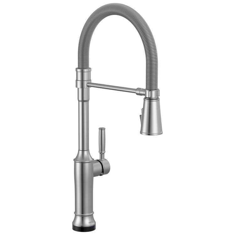Kitchen Faucet Renaldi Touchless 1 Lever ADA Lumicoat Arctic Stainless Pull Down 3 Function Gooseneck 360 DEG Swivel 1/3 Hole Touch2O/ProClean/MagnaTite/VoiceIQ 1.8 Gallons per Minute - Image 1