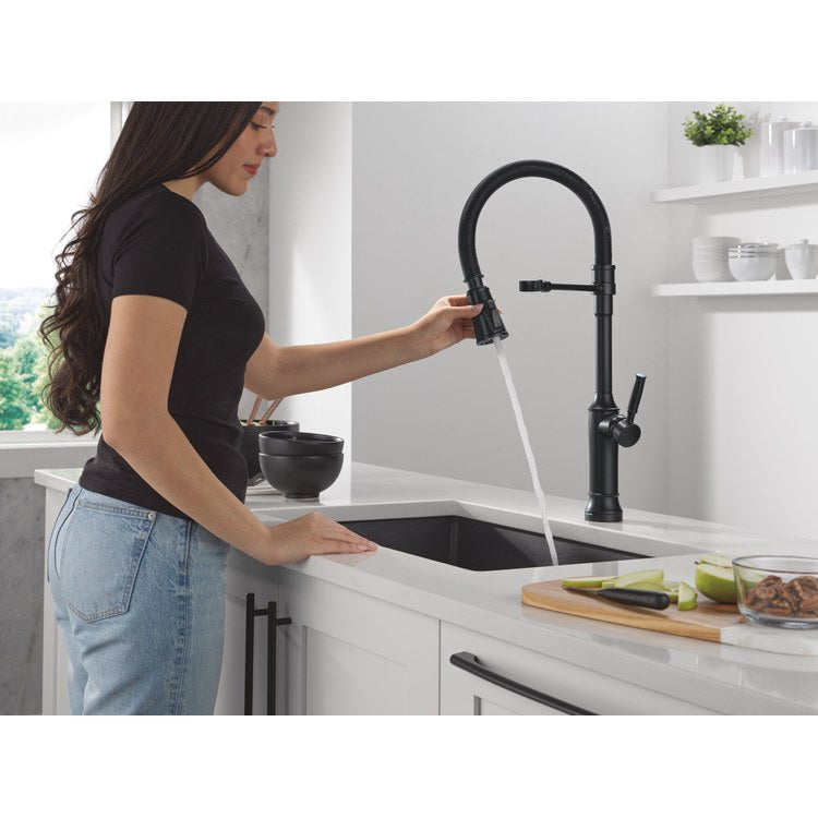 Kitchen Faucet Renaldi Touchless 1 Lever ADA Matte Black Pull Down 3 Function Gooseneck 360 DEG Swivel 1/3 Hole Touch2O/ProClean/MagnaTite/VoiceIQ 1.8 Gallons per Minute - Image 3