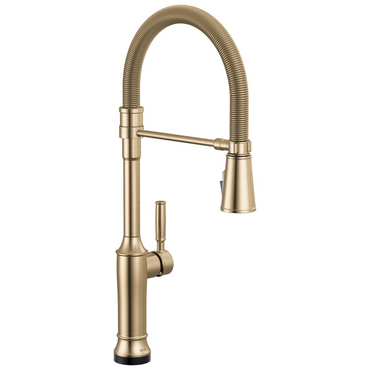 Kitchen Faucet Renaldi Touchless 1 Lever ADA Lumicoat Champagne Bronze Pull Down 3 Function Gooseneck 360 DEG Swivel 1/3 Hole Touch2O/ProClean/MagnaTite/VoiceIQ 1.8 Gallons per Minute - Image 1