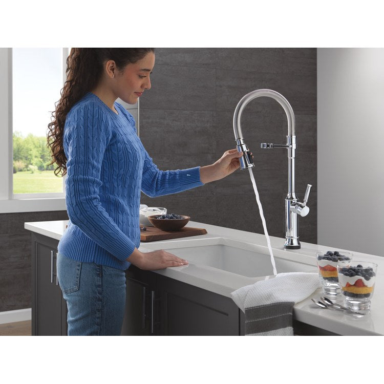 Kitchen Faucet Renaldi Touchless 1 Lever ADA Lumicoat Chrome Pull Down 3 Function Gooseneck 360 DEG Swivel 1/3 Hole Touch2O/ProClean/MagnaTite/VoiceIQ 1.8 Gallons per Minute - Image 3