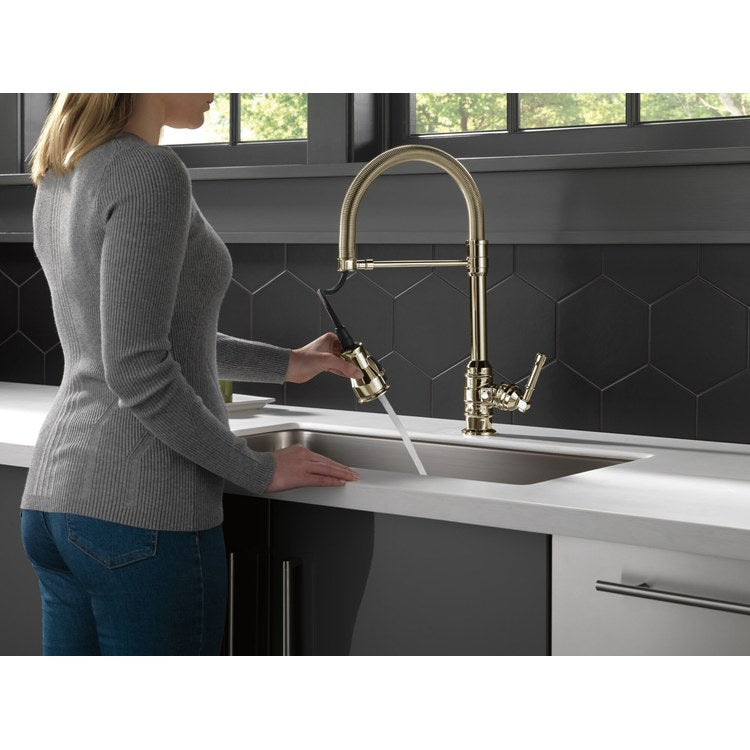 Kitchen Faucet Broderick 1 Lever ADA Brilliance Polished Nickel Pull Down Gooseneck 360 DEG Swivel 1/3 Hole Deck MagnaTite/Diamond Seal/ShieldSpray 1.8 Gallons per Minute - Image 3