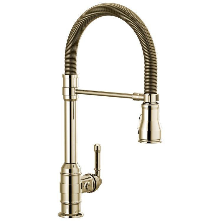 Kitchen Faucet Broderick 1 Lever ADA Brilliance Polished Nickel Pull Down Gooseneck 360 DEG Swivel 1/3 Hole Deck MagnaTite/Diamond Seal/ShieldSpray 1.8 Gallons per Minute - Image 1