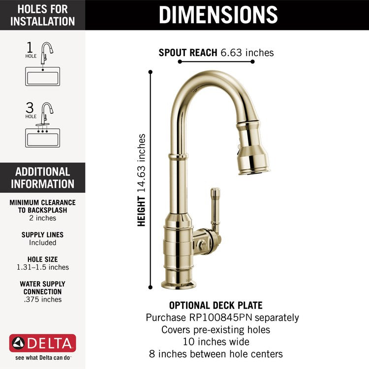 Bar Faucet Broderick 1 Lever ADA Brilliance Polished Nickel Diamond Seal Technology/MagnaTite Pull Down 1.8 Gallons per Minute - Image 2