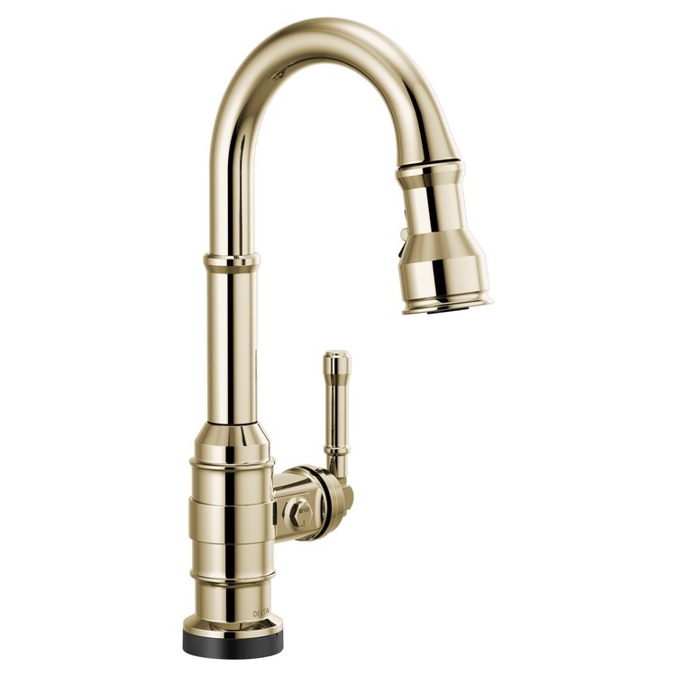 Bar Faucet Broderick 1 Lever ADA CALGreen Brilliance Polished Nickel Touch2O with Touchless/MagnaTite Docking/VoiceIQ Compatible Pull Down 2 Function High Arc 360 DEG Swivel 1.8 Gallons per Minute - Image 1