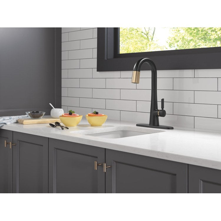Prep Faucet Monrovia 1 Lever No-Lead ADA Lumicoat Matte Black/Champagne Bronze Pull Down 2 Function 1.8 Gallons per Minute - Image 2