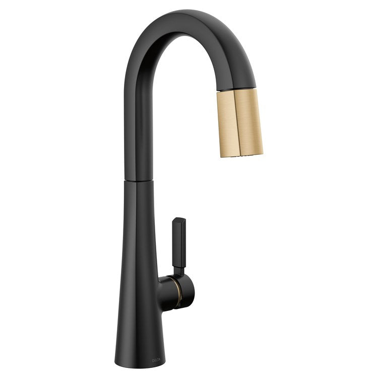 Prep Faucet Monrovia 1 Lever No-Lead ADA Lumicoat Matte Black/Champagne Bronze Pull Down 2 Function 1.8 Gallons per Minute - Image 1