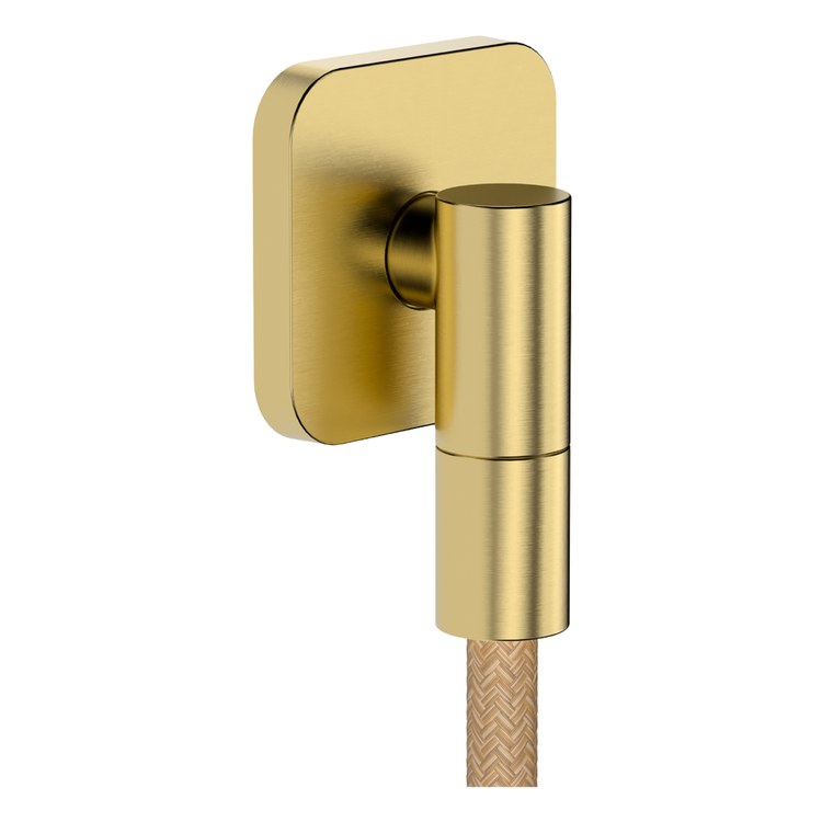 Wall Outlet Q SoftCube with Flange and Check Valves Brushed Gold Optic cUPC - Image 1