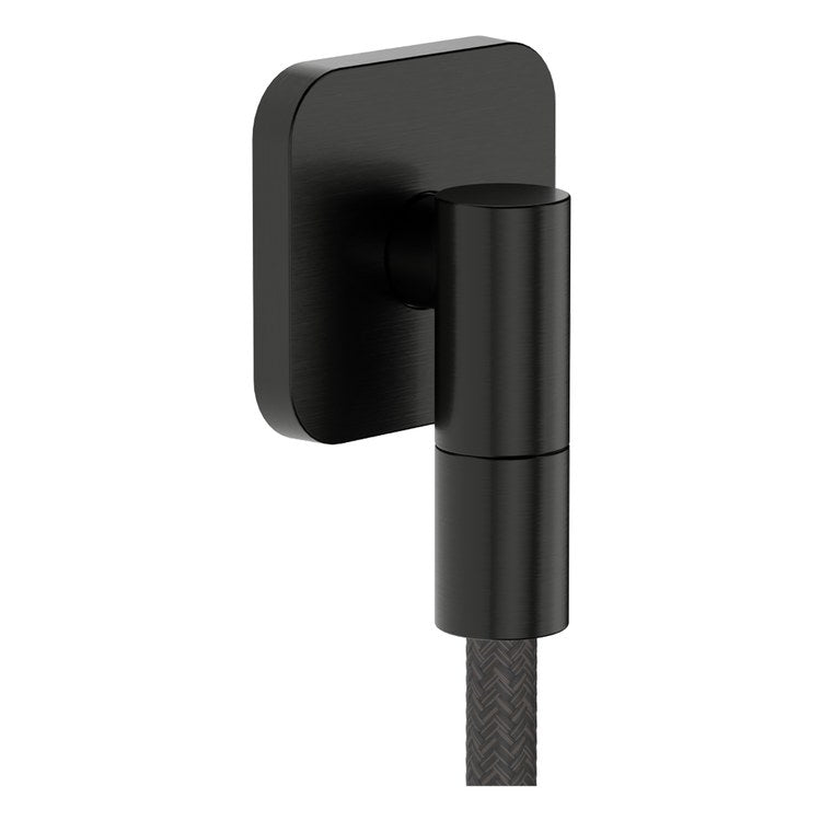 Wall Outlet Q SoftCube with Flange and Check Valves Brushed Black Chrome cUPC - Image 1