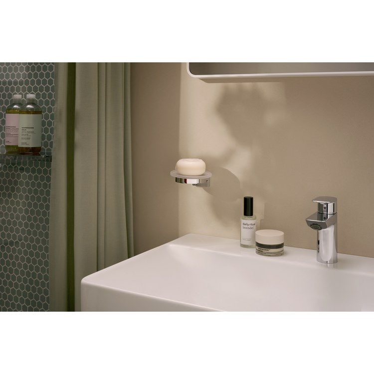 Soap Dish AddStoris S Chrome Wall Mount Round Matte Glass/Metal 4-1/3 Inch - Image 2