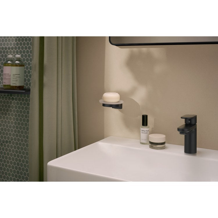 Soap Dish AddStoris S Matte Black Wall Mount Round Matte Glass/Metal 4-1/3 Inch - Image 2