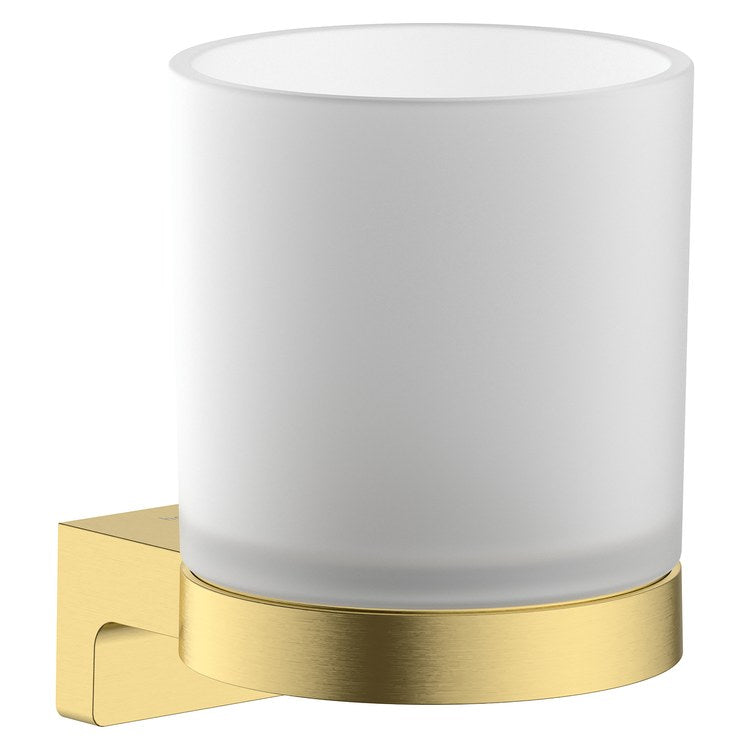 Tumbler AddStoris S Brushed Gold Optic Wall Mount Metal/Matte Glass 3-1/3 Inch