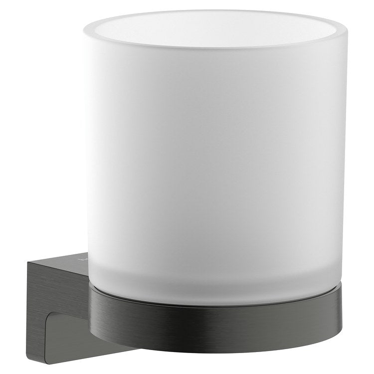 Tumbler AddStoris S Brushed Black Chrome Wall Mount Metal/Matte Glass 3-1/3 Inch