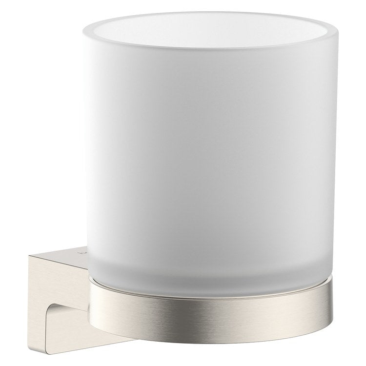 Tumbler AddStoris S Brushed Nickel Wall Mount Metal/Matte Glass 3-1/3 Inch