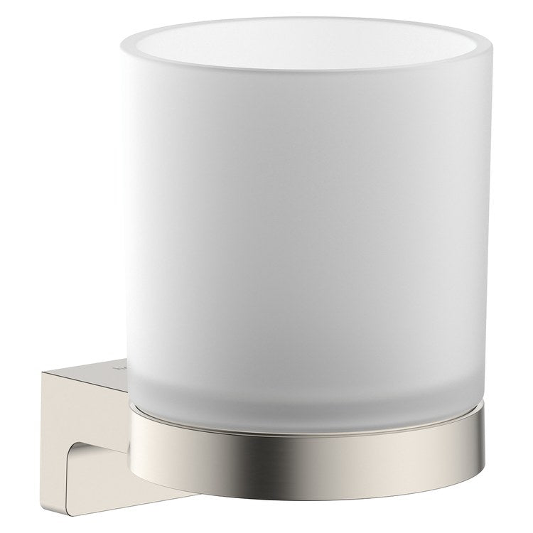 Tumbler AddStoris S Polished Nickel Wall Mount Metal/Matte Glass 3-1/3 Inch