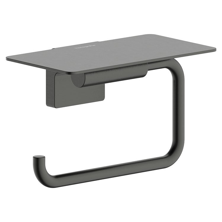 Toilet Paper Holder AddStoris S Brushed Black Chrome Metal 5-3/5 Inch 3-1/3 Inch Wall Mount - Image 1