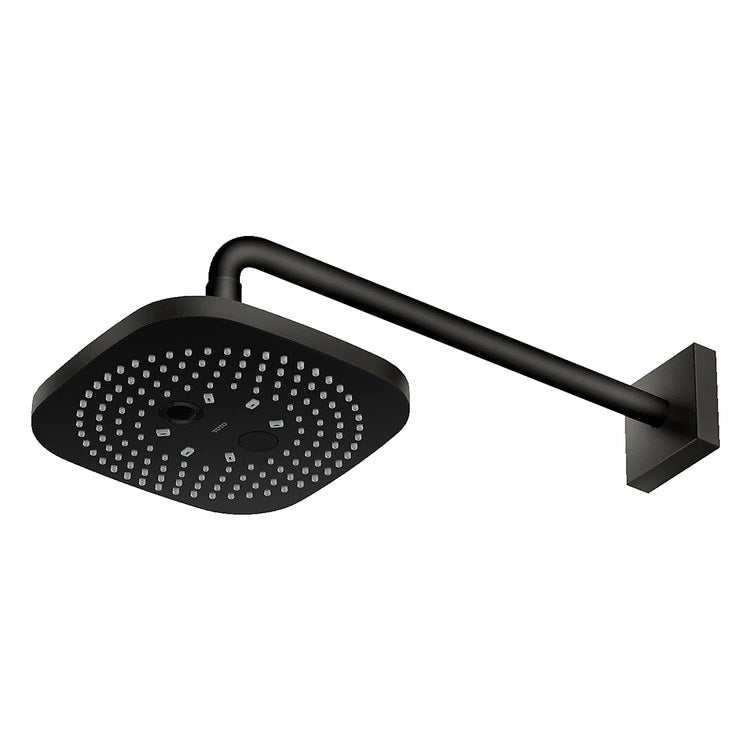 Showerhead 2 Functions Matte Black 8-1/2 Inch 1.75 Gallons per Minute Comfort Wave/Warm Spa Square Wall/Ceiling