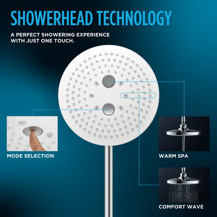 Showerhead 2 Functions Matte Black 8-1/2 Inch 1.75 Gallons per Minute Comfort Wave/Warm Spa Round Wall/Ceiling - Image 2