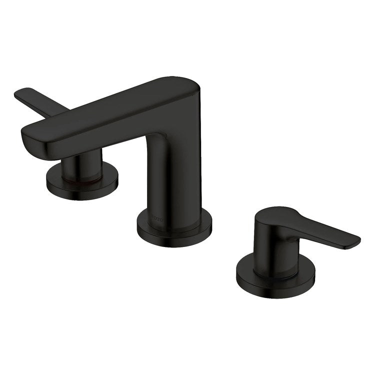 Lavatory Faucet GS Widespread 8 to 11 Inch Spread 2 Lever ADA WaterSense/CALGreen/cUPC Matte Black 1.2 Gallons per Minute Deck Metal Pop-Up 3 Hole - Image 1