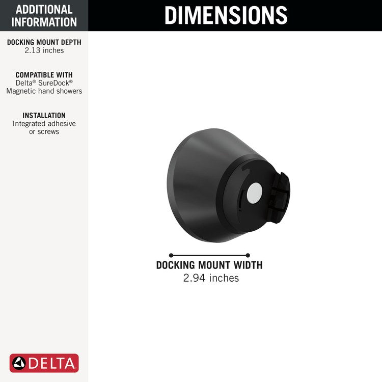 Handshower Mount SureDock Universal Showering Components Matte Black 3 Inch - Image 3