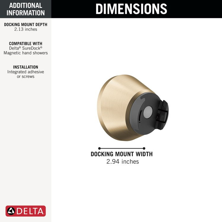 Handshower Mount SureDock Universal Showering Components Brilliance Champagne Bronze 3 Inch - Image 3