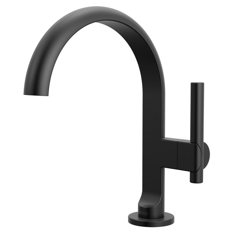Lavatory Faucet Roccesco 1 Lever ADA WaterSense Matte Black 1.2 Gallons per Minute Deck Arc Less Drain 1 Hole - Image 1