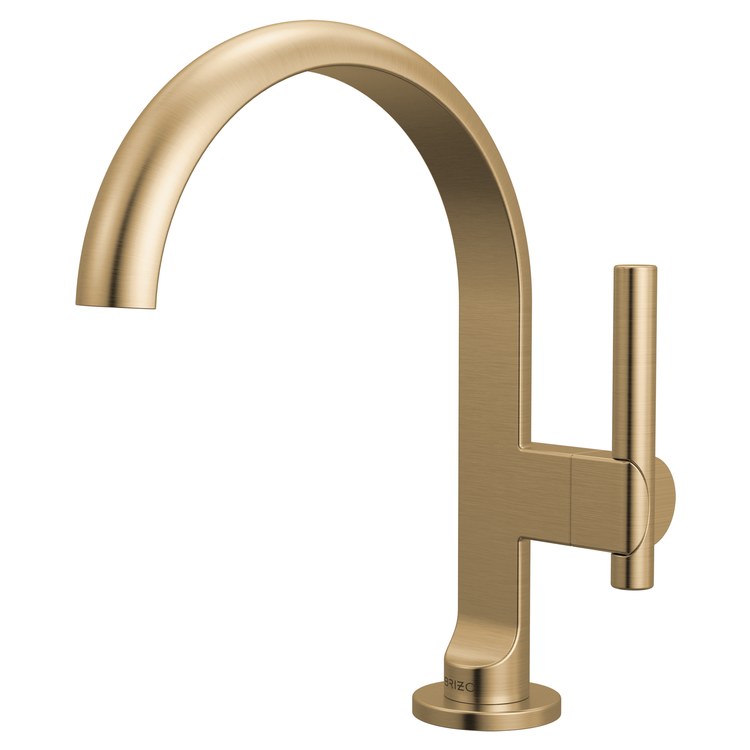 Lavatory Faucet Roccesco 1 Lever ADA WaterSense Brilliance Luxe Gold 1.2 Gallons per Minute Deck Arc Less Drain 1 Hole - Image 1