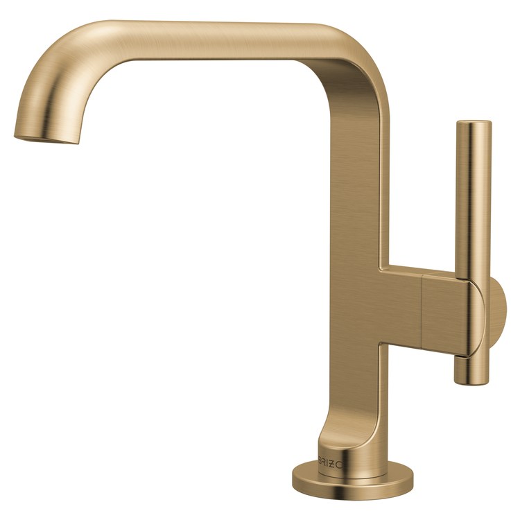 Lavatory Faucet Roccesco 1 Lever ADA WaterSense Brilliance Luxe Gold 1.2 Gallons per Minute Deck Square Less Drain 1 Hole - Image 1