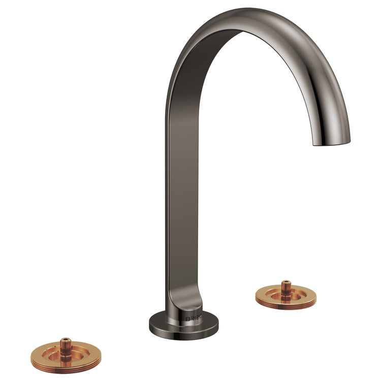 Lavatory Faucet Roccesco Widespread 4 to 16 Inch Spread Less Handles WaterSense Brilliance Black Onyx 1.2 Gallons per Minute Deck Arc Less Drain 3 Hole - Image 1